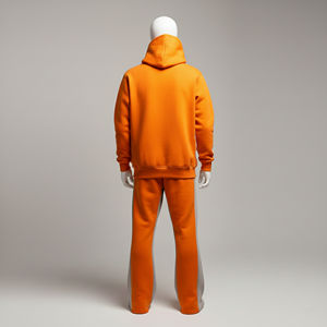 Ensemble survêtement et sweat à capuche en molleton français de haute qualité avec logo personnalisé, broderie, fermeture à cordon, streetwear uni pour hommes - Product Image 5