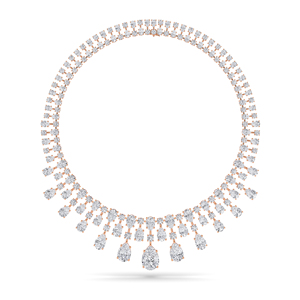 สร้อยคอเพชรสีโรสโกลด์ที่สวยงามพร้อมหินตัดแบบผสมดีไซน์แบบหยดสำหรับโอกาสพิเศษ - Product Image 5