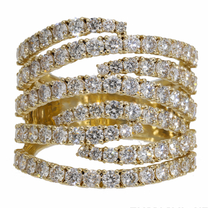 แหวนทองคำขาว 14K ชุบโรเดียม ดีไซน์คลาสสิกแบบไขว้หลายแถว ประดับเพชรธรรมชาติทรงกลมเจียระไนแบบบริลเลียนท์ ตัวเรือนแบบหนามเตย - Product Image 4