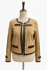 MEN'S CROSSROAD GOAT SUEDE CUROL & BROWN Motorcycle <b>Jacket</b> Celebrity Inspired Casual Outerwear Stand Collar Winter Front Logo - Product Image 6