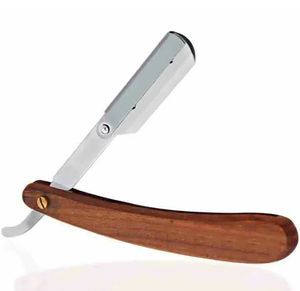Rasoir droit en acier inoxydable à lame unique avec manche en bois pour le visage et le corps des hommes - Product Image 2