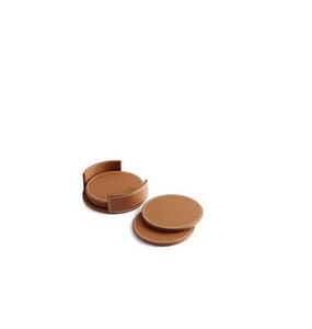 Sous-verres en cuir de haute qualité 6 pièces sous-verres à boisson de forme ronde noir marron ensemble de sous-verres en cuir avec support - Product Image 1