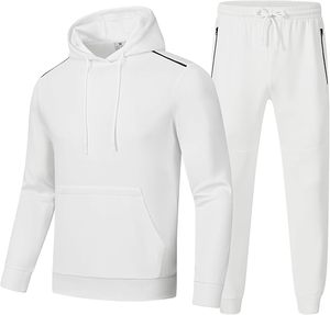 Conjunto Deportivo Informal con Capucha y Pantalones de Chándal de Felpa con Estampado Sólido, Pantalones Deportivos de Poliéster/Algodón para Hombre y Mujer - Product Image 3