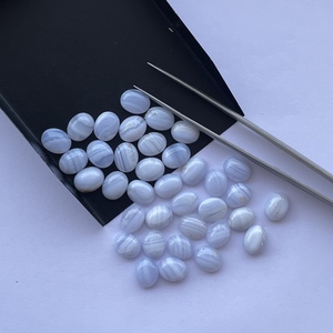 10mm 20mm naturel bleu dentelle Agate pierre lisse ovale dos plat lâche calibré Cabochons pour la fabrication de bijoux collier boucle d'oreille - Product Image 1