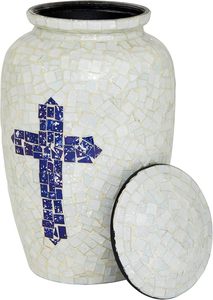 Handmade <b>Large</b> Adult Size Mosaic Glass Cremation <b>Urn</b> Unique Artwork With Individual Tiles Applied by Hand Funerals Ashes Usage - Product Image 5