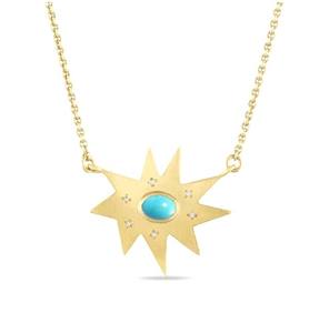Nouveauté Turquoise chinoise 12mm pendentif rond en forme de soleil en pierre précieuse collier en argent bijoux faits à la main pour unisexe porter et cadeau - Product Image 3