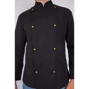 Veste de chef noire Brooklyn avec décoration boutonnée, processus de teinture - Product Image 3