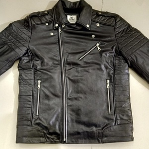 Veste en cuir de vente chaude pour hommes avec des fermetures à glissière solides à texture lisse et un appel esthétique de motard intemporel de l'Inde - Product Image 6
