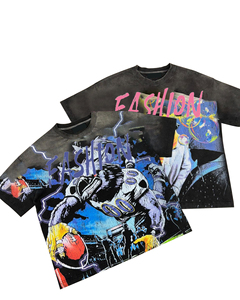 เสื้อยืดผ้าฝ้าย100% ไหล่โอเวอร์ไซส์สำหรับผู้ชายเสื้อยืดพิมพ์โลโก้หรูหรา - Product Image 4