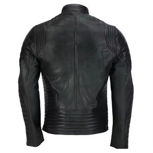 Veste en cuir de vache véritable pour homme à bas prix, taille plus, décontractée, hiver, col montant, logo sur le devant, imperméable, écologique, vintage - Product Image 3