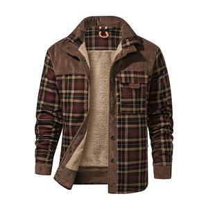 Veste chemise en cuir à carreaux rétro pour homme, coupe-vent décontracté à manches longues pour l'hiver et l'automne, col à revers, style moto, grande taille - Product Image 3