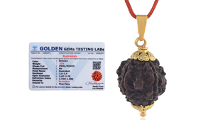 Pendentif Rudraksha à 5 facettes plaqué rhodium avec cordon rouge, collier pour femme, perle Rudraksha à cinq faces, bijou spirituel pour les fêtes - Product Image 3