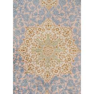 Tapis en soie noués à la main Gulmarg Ivory pour la maison - Motif médaillon rectangulaire en viscose pour adolescents, idéal pour salon et couloir - Product Image 3