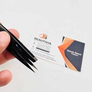 Stainless Steel Fiber Tip Brow Tweezers with Reusable Design Squared and Pointed Tip Stainless Steel Black Eyebrow Tweezers - Product Image 3