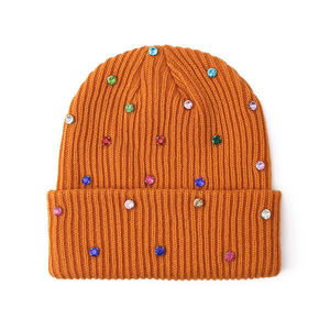 Gorro de Punto con Pedrería de Lujo para Mujer, Gorro de Invierno de Piel Sintética de Conejo, Gorro Brillante de Moda para Mujer - Product Image 6