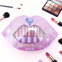 Coffret cadeau cosmétique de luxe en forme de lèvres, emballage en papier, emballage en carton pour gloss à lèvres avec huile à lèvres en relief UV, coffret cadeau