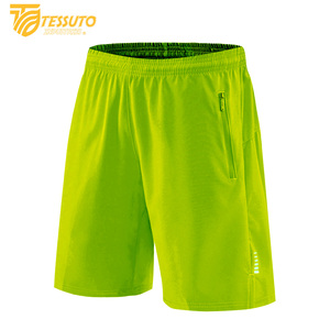 Te New 2025 Summer Trend Men's Gym Sports Shorts Outdoor Running Fitness Breathable Double <b>Layer</b> Solid Plain Dyed - Product Image 6