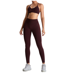Conjunto de yoga transpirable Material sólido duradero con patrón a cuadros Gimnasio Fitness Ropa deportiva para entrenamiento y ropa de gimnasio - Product Image 6