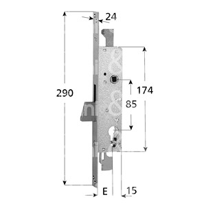 ELECTA TRIPLE MORTICE LOCK PARA PERSIANAS Preensambladas M8 accesorio de varilla de viaje 15 mm frente galvanizado - Product Image 1