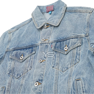 Veste en jean enduite à la mode et décontractée pour hommes, veste en viscose d'automne avec bouton de décoration, impression bouffante, techniques lavées, approvisionnement ODM - Product Image 5