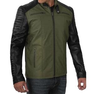 Veste de course pour hommes de meilleure qualité, personnalisée, avec double fermeture éclair sur le devant, manches en cuir, col montant, veste en toile tendance de style universitaire - Product Image 4
