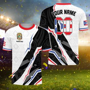 Maglia da Calcio Personalizzata di Porto Rico con Nome e Numero, Design con Bandiera Nazionale - Product Image 1