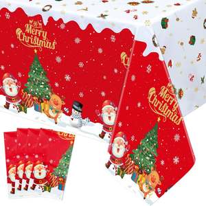 Mantel Desechable Rojo con Diseño de Árbol de Navidad, Decoración Navideña para Fiestas de Invierno - Product Image 4