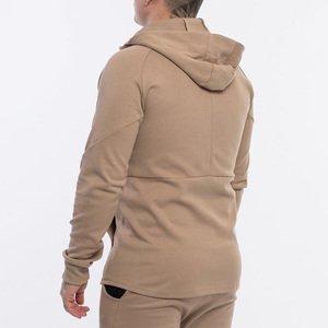 Premium élégant rayures réfléchissantes imprimé coton blanc plaine Logo en relief personnalisé hiver hommes polaire poche pull à capuche - Product Image 3