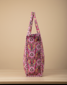 กระเป๋าผ้าคอตตอนพิมพ์ลายสำหรับผู้หญิงชุดกระเป๋าโท้ทสะพายไหล่สไตล์อินเดียโบราณเป็นมิตรกับสิ่งแวดล้อม - Product Image 4