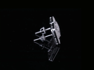 Pendientes de Botón con Diseño de Baguette Cuadrado, Plateados, con Incrustaciones de Circonitas, Estilo Hip Hop, con Cierre de Rosca, Aspecto de Diamante Moissanita, Joyería de Lujo - Product Image 4