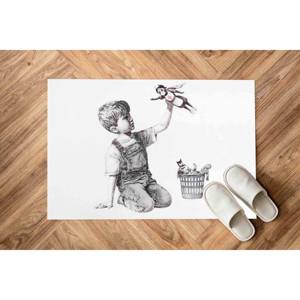 Alfombra Impresa - Alfombra Infantil Banksy con Diseño Abstracto, Antideslizante para Interiores, Alfombra de Chenilla - Product Image 1