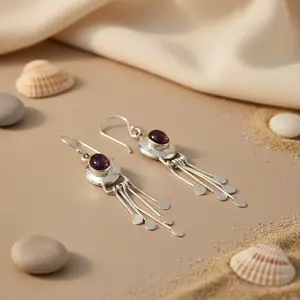 Women's 925 Silver Gold-Plated Amethyst Drop <b>Earrings</b> Trendy <b>Dangle</b> Jewelry with Pearl <b>Diamond</b> Zircon for Parties or Gifts - Product Image 1