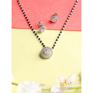 Compre un Conjunto de Mangalsutra de Plata Pura, Joyería Fina Étnica Clásica y Moderna con Circonita y Diamantes para Bodas, Fiestas y Compromisos - Product Image 2