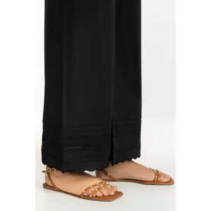 Pantalon large décontracté noir en cambric orné pour femme, en tissu crêpe respirant, taille haute/basse/moyenne, tailles XL - Product Image 1