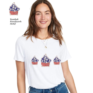 Alta calidad 4 de Julio Día Nacional Mujeres 100% Camiseta de algodón Motivos de cuentas EE. UU. Camisetas casuales personalizadas de gran tamaño - Product Image 2