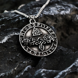 Yunnique Vintage Viking Triangle Logo Necklace Men's <b>Retro</b> Tibetan Silver Geometric Pendant Non-Fading Fashion Power <b>Gift</b> - Product Image 4