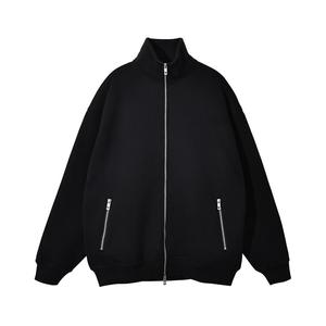 Sweat-shirt à capuche zippé uni à col montant streetwear, en molleton de coton de haute qualité, logo personnalisé de luxe, sweat-shirt zippé intégral pour homme - Product Image 6