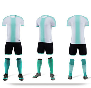 Nouvel ensemble de maillot de football en polyester 100% imperméable imprimé par transfert thermique rouge jaune vert bleu blanc - Product Image 5