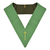 Collier de broderie à la machine à ruban vert Regalia maçonnique de qualité supérieure à faible quantité minimale de commande et fabricant de services OEM