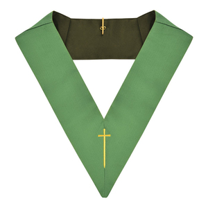 Collier de broderie à la machine à ruban vert Regalia maçonnique de qualité supérieure à faible quantité minimale de commande et fabricant de services OEM - Product Image 1