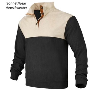 Sweat-shirt décontracté pour homme en coton 100% uni à col montant et manches longues - Product Image 4