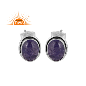 Meilleure qualité oxydé en argent Sterling naturel Tanzanite pierre précieuse boucle d'oreille bijoux personnalisés pour les femmes cadeau pour elle - Product Image 1