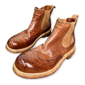 รองเท้าบูทหนังลูกวัวคุณภาพสูงแบบ Brogue พร้อมดีเทลเจาะรูและพื้นรองเท้าระบายอากาศสำหรับรองเท้าบูทผู้ชายสำหรับธุรกิจ - Product Image 1