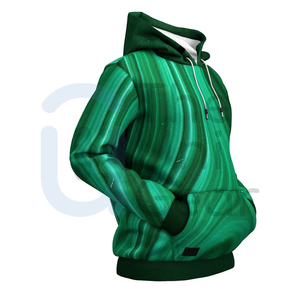 Pull à capuche unisexe imprimé vert personnalisé 100% coton respirant Streetwear décontracté motif solide saison d'hiver Service OEM - Product Image 4