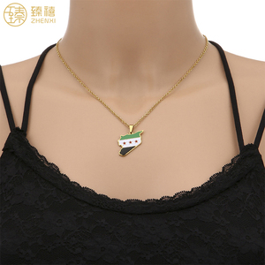 ZHENXI – collier pendentif en acier inoxydable 18K plaqué or résistant au ternissement et à <span class=keywords><strong>l</strong></span>'huile, sans gouttes, <span class=keywords><strong>carte</strong></span> <span class=keywords><strong>de</strong></span> la arabie saoudite, pour femmes et hommes - Product Image 4