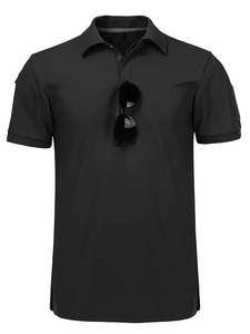 T-shirt de chasse, de camping, de randonnée et de pêche en coton 100% respirant à séchage rapide, tricoté solide, avec col polo - Product Image 3