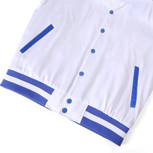 Veste bomber unisexe bleu et blanc, style universitaire, printemps, imperméable, coupe-vent, réversible, vêtements d'extérieur, broderie personnalisée, classique - Product Image 2