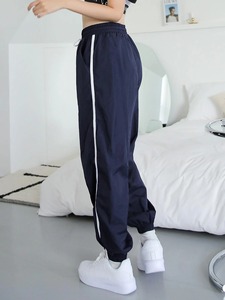 Pantalones de chándal de forro polar de algodón para mujer, pantalones informales holgados de cintura alta de color sólido de nuevo estilo, venta al por mayor OEM - Product Image 2