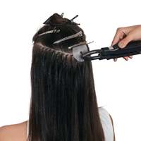 Extensions de cheveux Remy à pointe plate et droite - 100% cheveux humains d'origine éthique, colle à la kératine italienne, 50 mèches par paquet