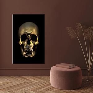 Golden <b>Skull</b> Tempered Glass Wall Art: Printed Canvas Halloween <b>Decor</b>,WRAPPED CANVAS - Product Image 1